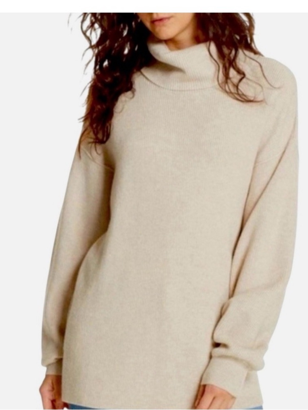 Free People Cream Cowl Neck Sweater
